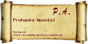 Prohaska Apostol névjegykártya
